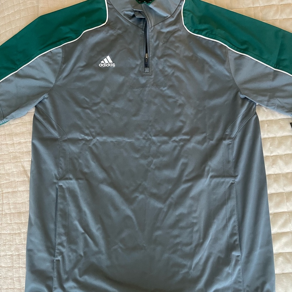 Adidas Gray and Green Game Day s/s Hot Jacket NWT size large